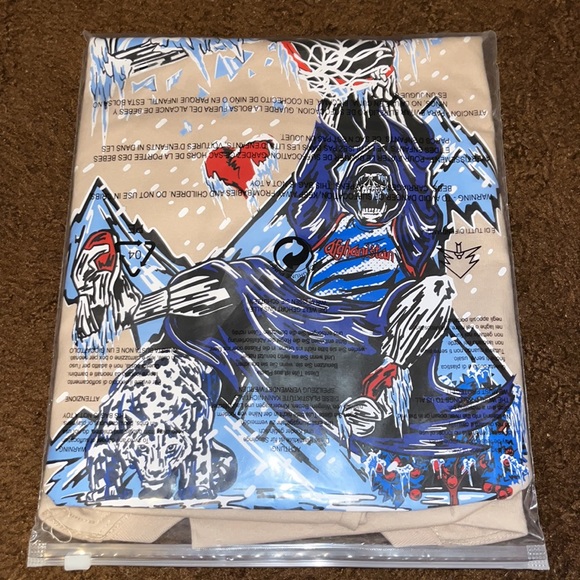 Mens Skull Collection Hills of Afghanistan Cold Heart XL Khaki T-Shirt Baby Blue - Picture 8 of 13